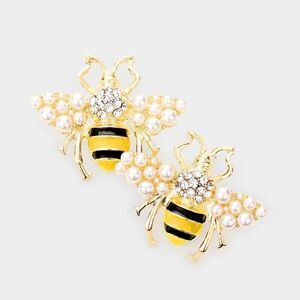 Honey Bee Pearl (faux) Yellow Earrings